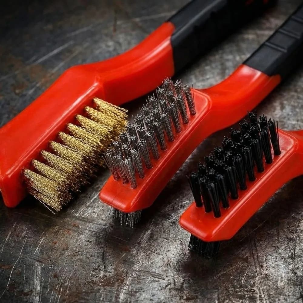 Set di 3 Spazzole Metalliche a Doppia Testa per Rimozione Ruggine e Pulizia Fessure, Spazzola in Filo di Ottone Multiuso, Mini Spazzola in Filo di Acciaio Inossidabile