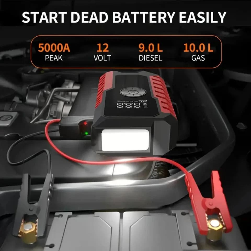 Avviatore di Emergenza con Compressore d'Aria, GL901 8000A Booster Portatile per Batteria Auto 12V