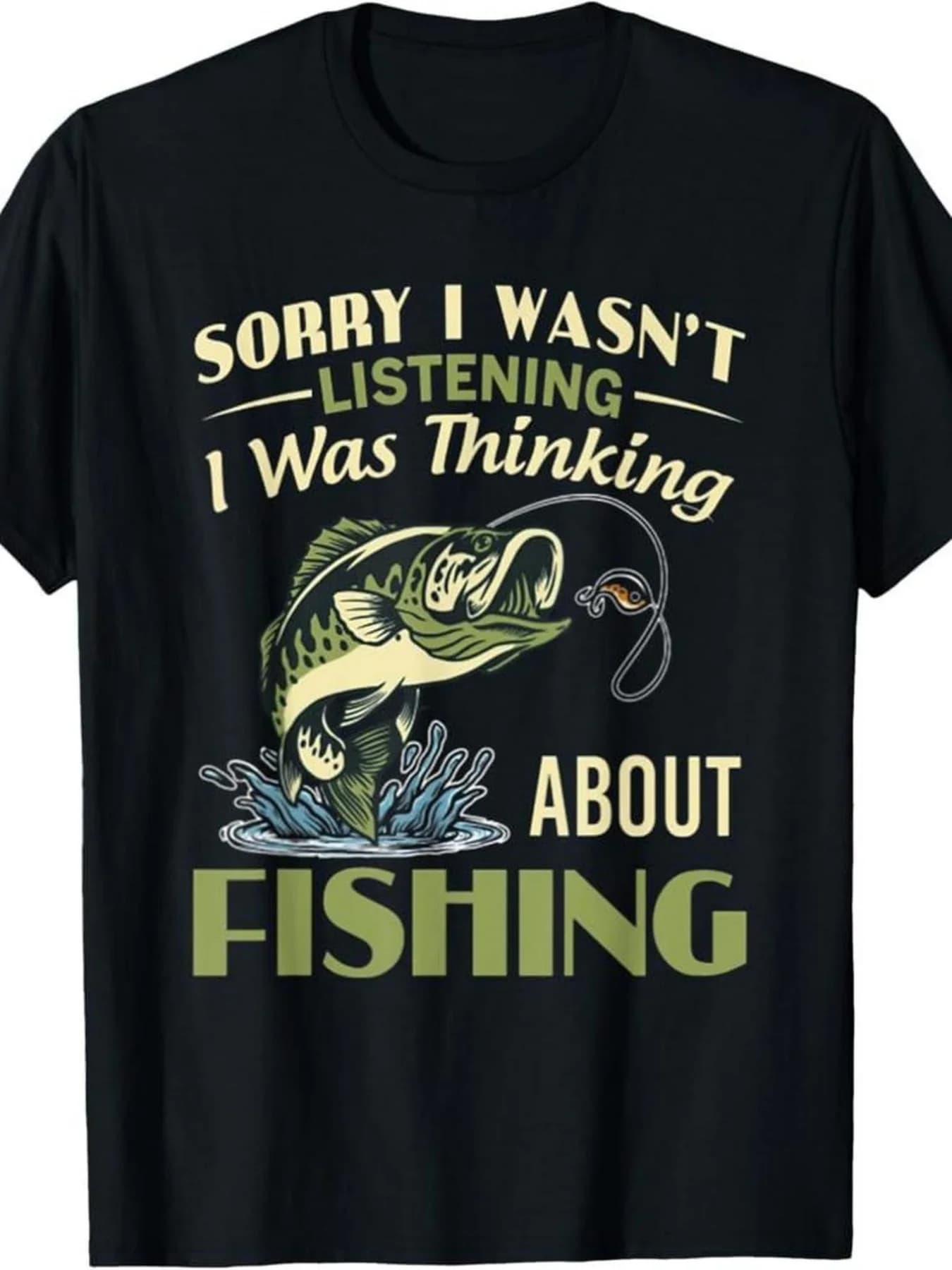 Men's T-shirt with quotes fishing: 100% crew neck t-shirt, comfortable style for all seasons
