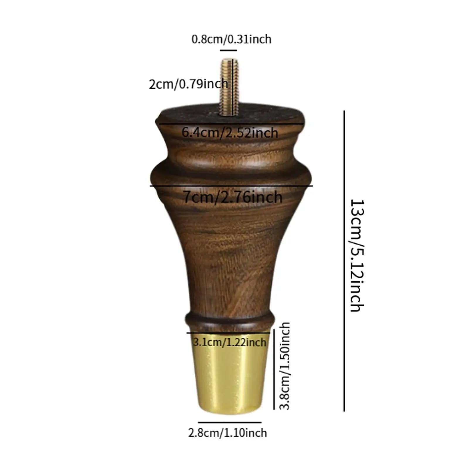 4 Pezzi Gambe in Legno per Mobili, Gambe per Divano da 5,12 Pollici, Moderne, per Fai da Te, Ricambio per Poltrona, Comodino, Cassettiera, Divano, Casa