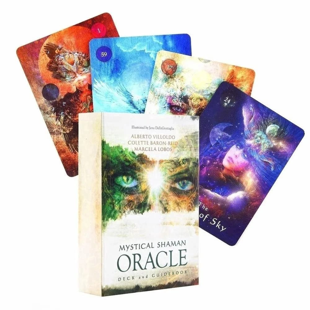 Mazzo di 64 Carte Oracolo Mistiche Sciamaniche in Inglese, Tarocchi Misteriosi per Divinazione del Destino 10,4*7,3cm