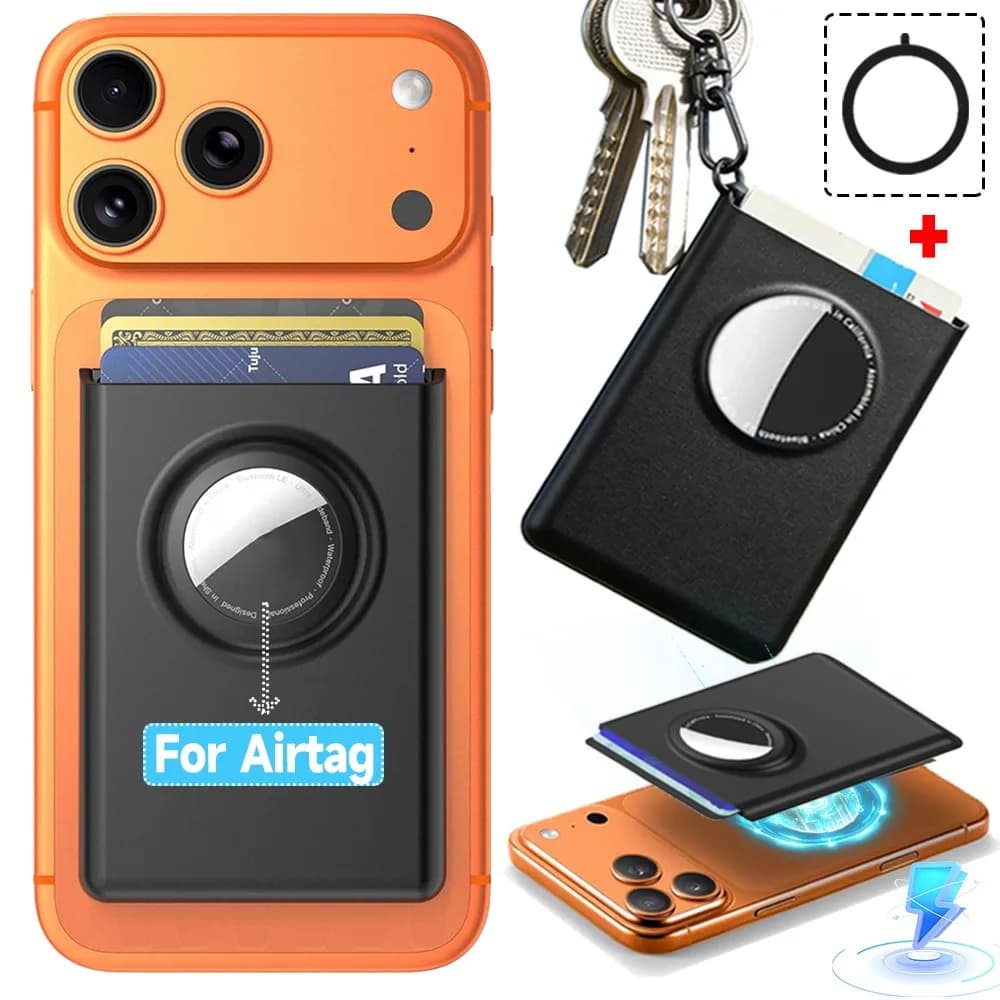 Porta carte magnetiche per AirTag Custodia protettiva anti-perdita per custodia a portafoglio MagSafe per iPhone 17 16 15 14 13 12