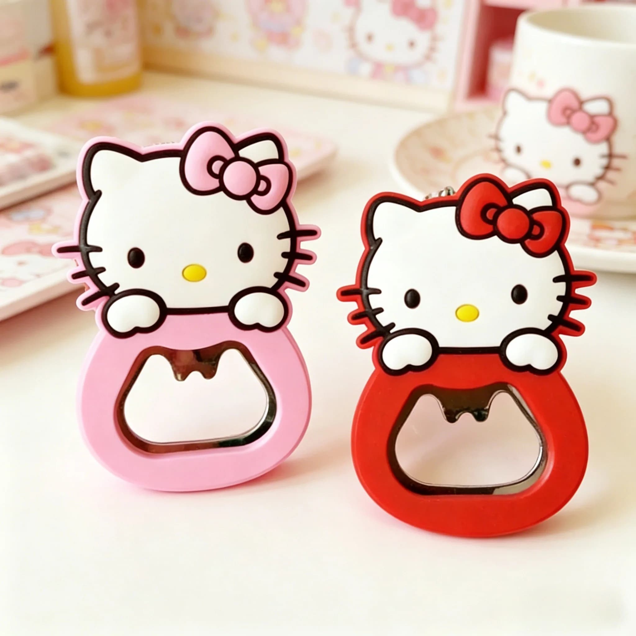 Nuovo Adorabile Apribottiglie in Silicone a Forma di Gatto Hello Kitty, Rosa, Morbido, per Birra, Personalizzato con Magnete MyMelody, Regalo