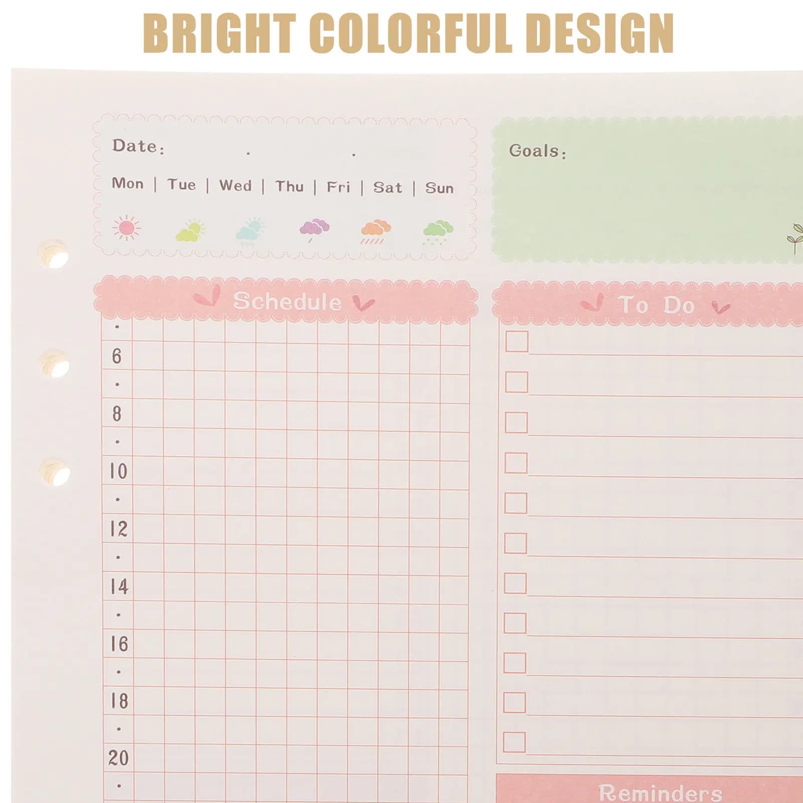 1 Pezzo di Ricambio Carta Colorata A5 a 6 Fori per Quaderno a Spirale, Planner, Disegno, Uso Quotidiano, Ufficio, Diario di Viaggio