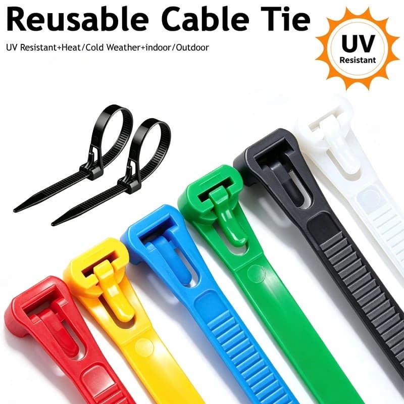 500-100PCS Reusable Cable Ties Heavy Duty 3.6x150mm Nylon Zip Ties UV Resistant Releasable Lock Loop Ties for Cable Management