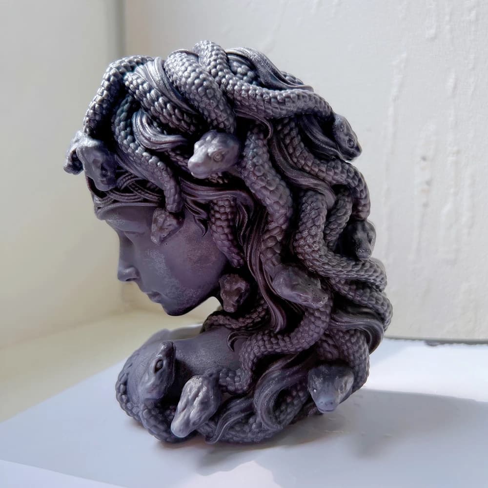 Donna moderna busto Medusa candela stampo in Silicone testa di serpente stampo in cera scultura greca corpo faccia terrore figura