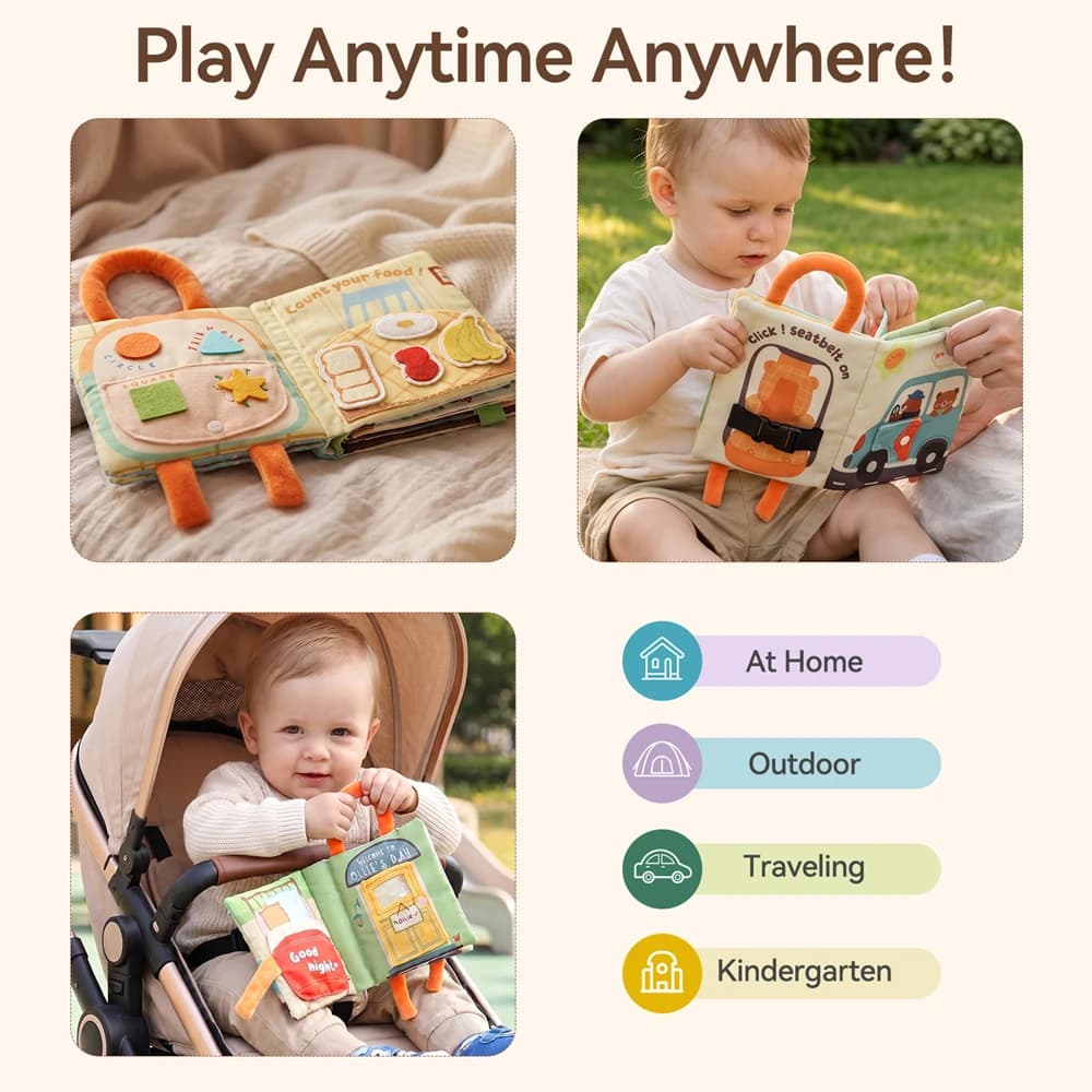 Baby Toy Bear Busy Cloth Book Emotional Learning Daily Routines Fine Motor Skills Practical Life Skills Early Educational Social