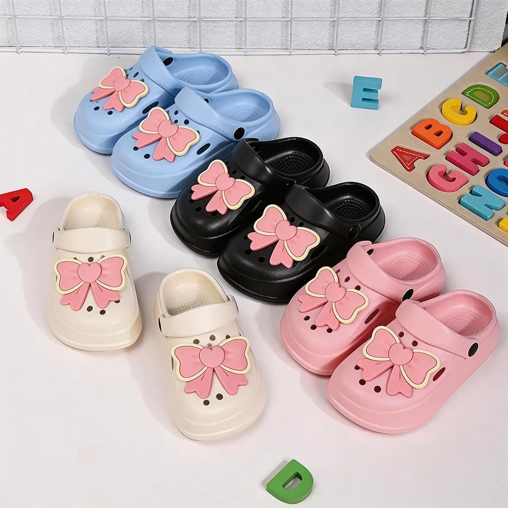 Simpatiche Ciabatte per Bambini con Grande Fiocco Rosa, Scarpe Estive da Giardino e Spiaggia, Sandali Leggeri Antiscivolo