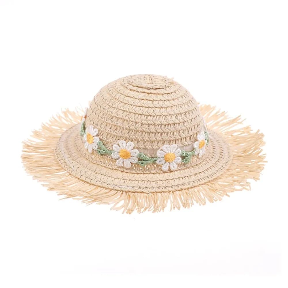 Creative Daisy Doll Straw Hat Miniature Size Sun Protection Doll Sun Cap DIY Handmade Design Dollhouse Hat Doll Accessories
