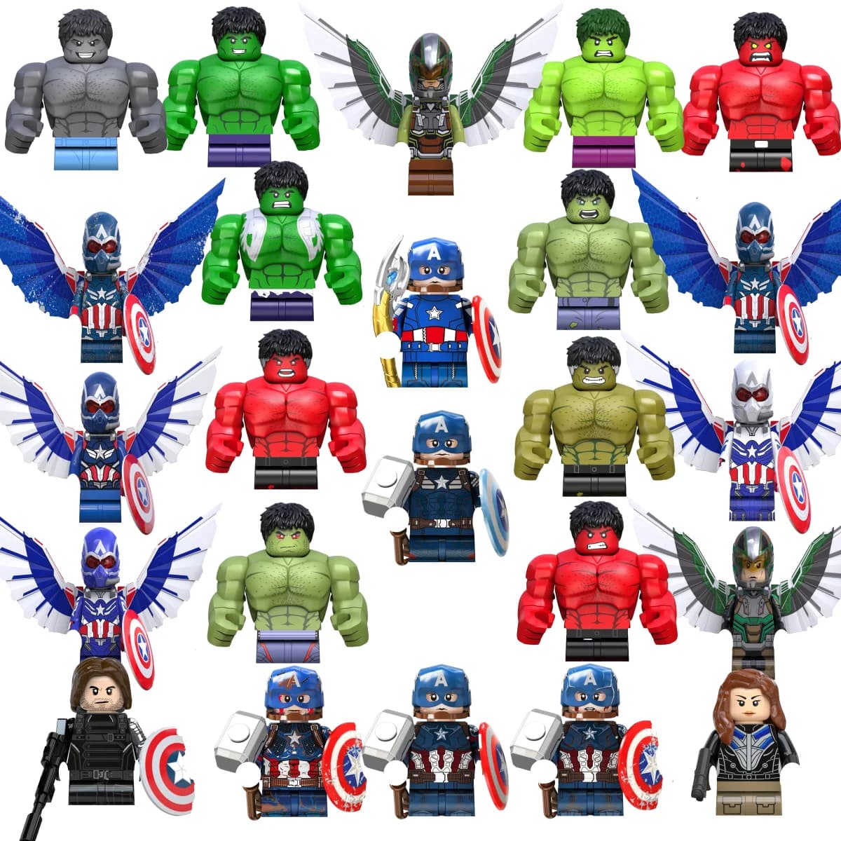 Blind Box Mini Building Blocks TV6218 Big Figure Goblin Spiderman Iron Man Venom Captain Hawk Deadpool Wardrobe Christmas Gift Toy