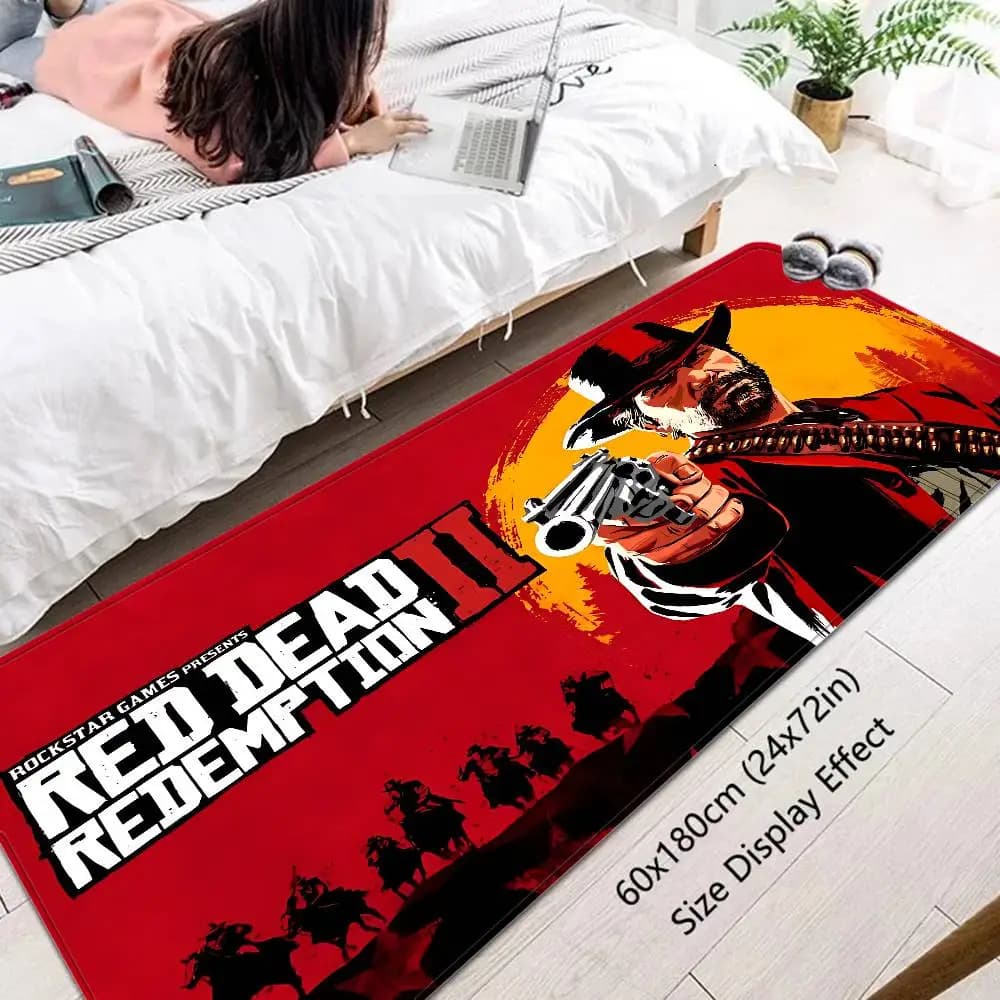R-Red Dead Game R-Redemption Tappetino per 2 porte Lavabile antiscivolo Soggiorno Divano Sedie Tappetino per cucina Tappeto per WC