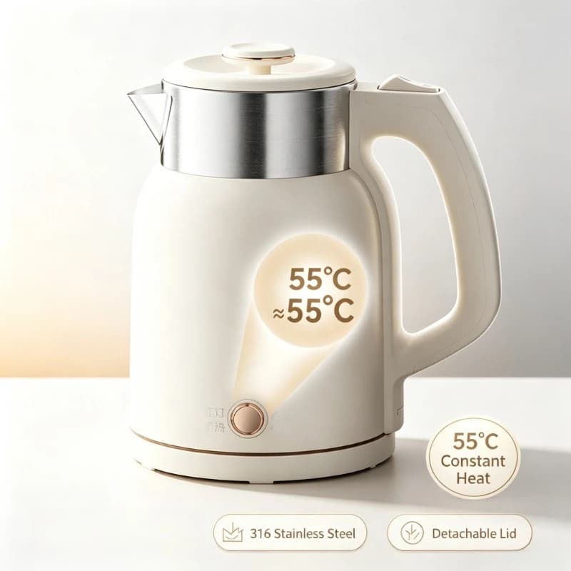 Home Use 1.6L Electric Water Kettle 316 Stainless Steel Liner Double Layer Anti Scald Separate Lid Easy Clean Fast Boiling Water