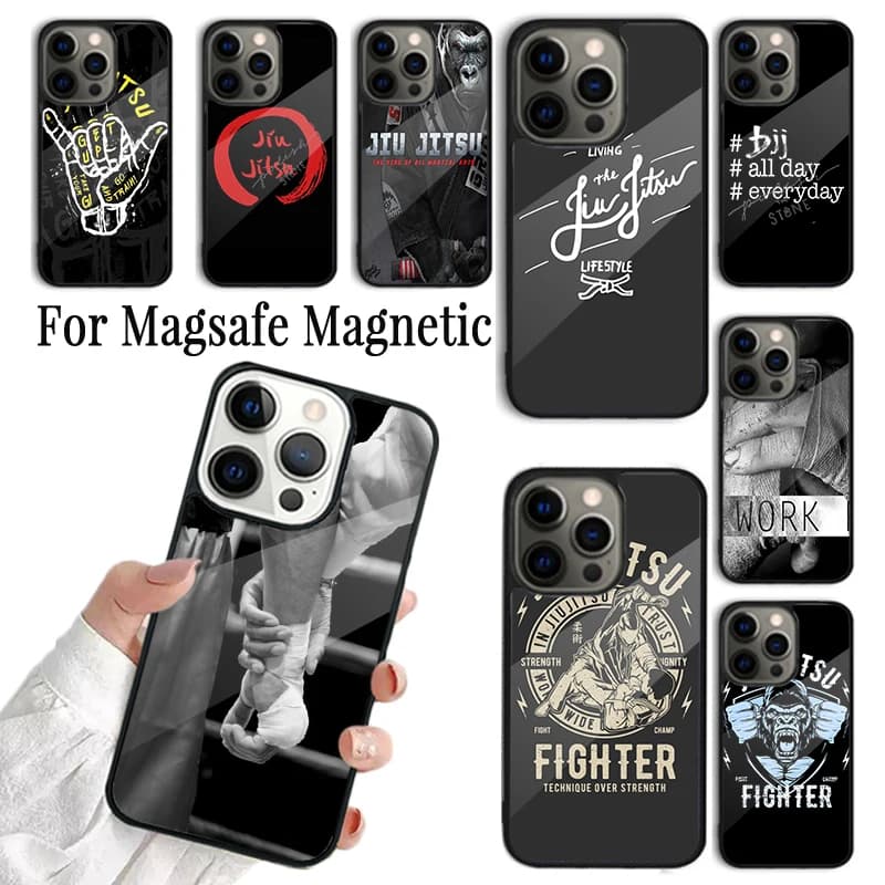 Cover per telefono in silicone morbido Judo Jiu Jitsu per iPhone 17 AIR 16 15 14 13 12 11 Pro Max Plus, custodia magnetica wireless Magsafe