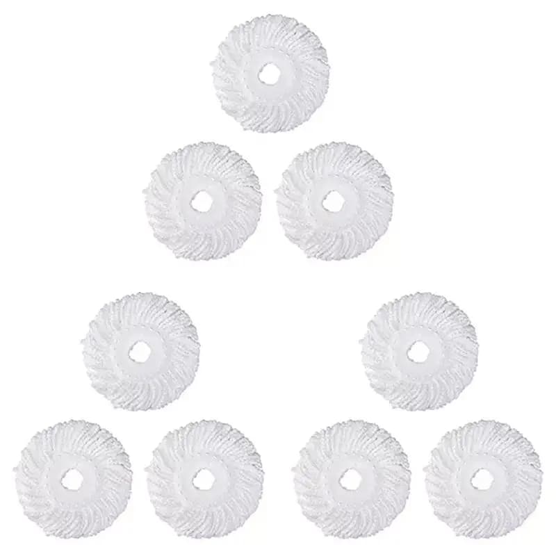 AA05 Ricarica per microtesta per mop per 360 ° Spin Magic Mop-testa di ricambio in microfibra, forma rotonda, dimensioni standard (bianco, confezione da 9)