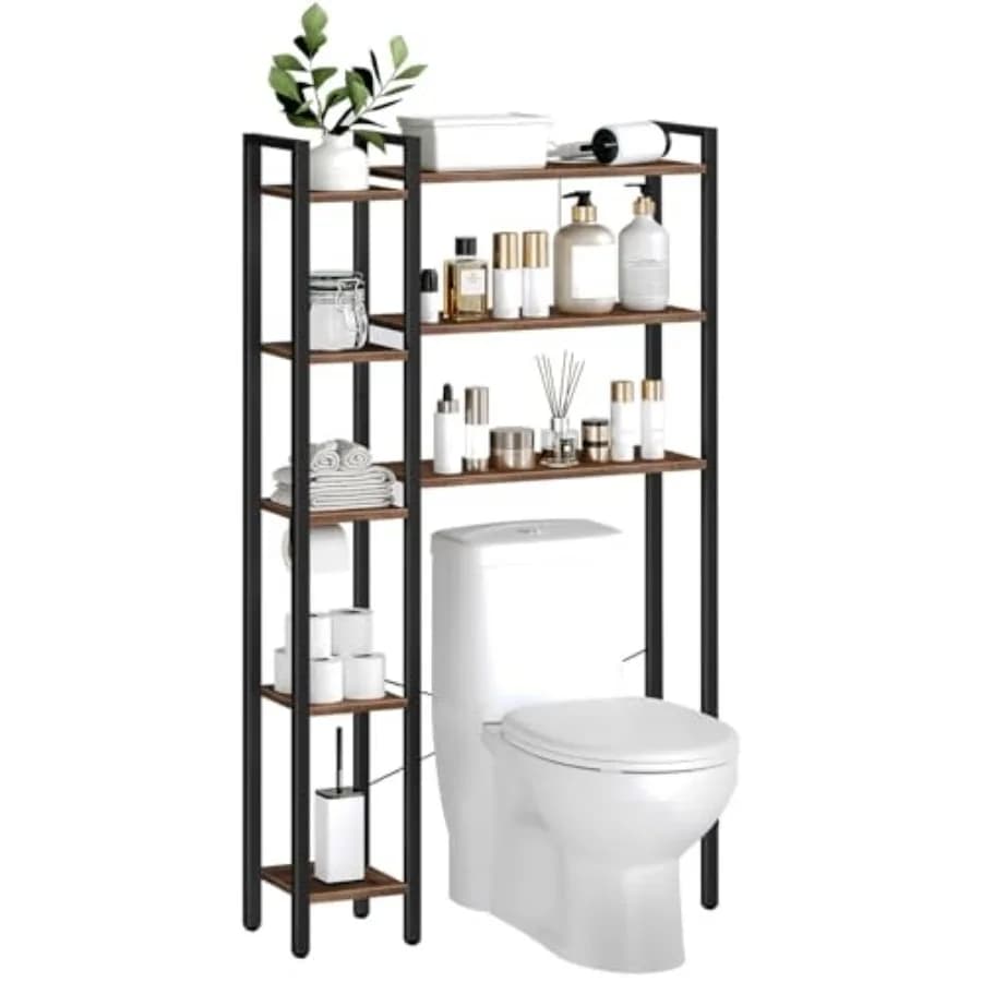Organizzatore da Bagno a 8 Ripiani Sopra il WC, Scaffale Salvaspazio Autoportante per il Bagno