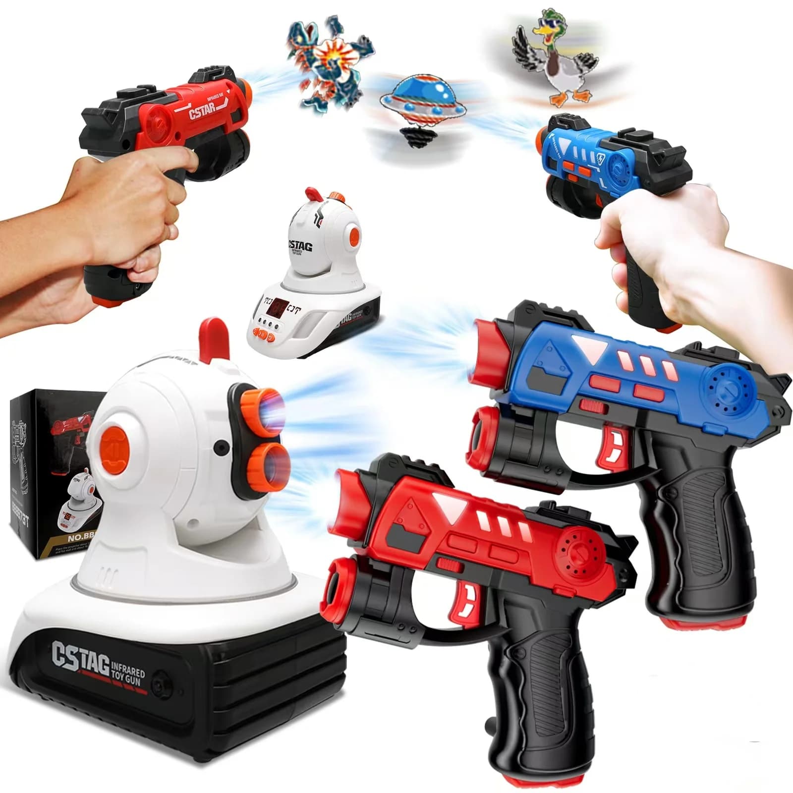 CSTAG Gioco di tiro per caccia alle anatre Giocattolo per bambini Pistola con tag laser a infrarossi Mini pistola Proiettore Gioco per interni Ragazzi Ragazze Regali di Natale
