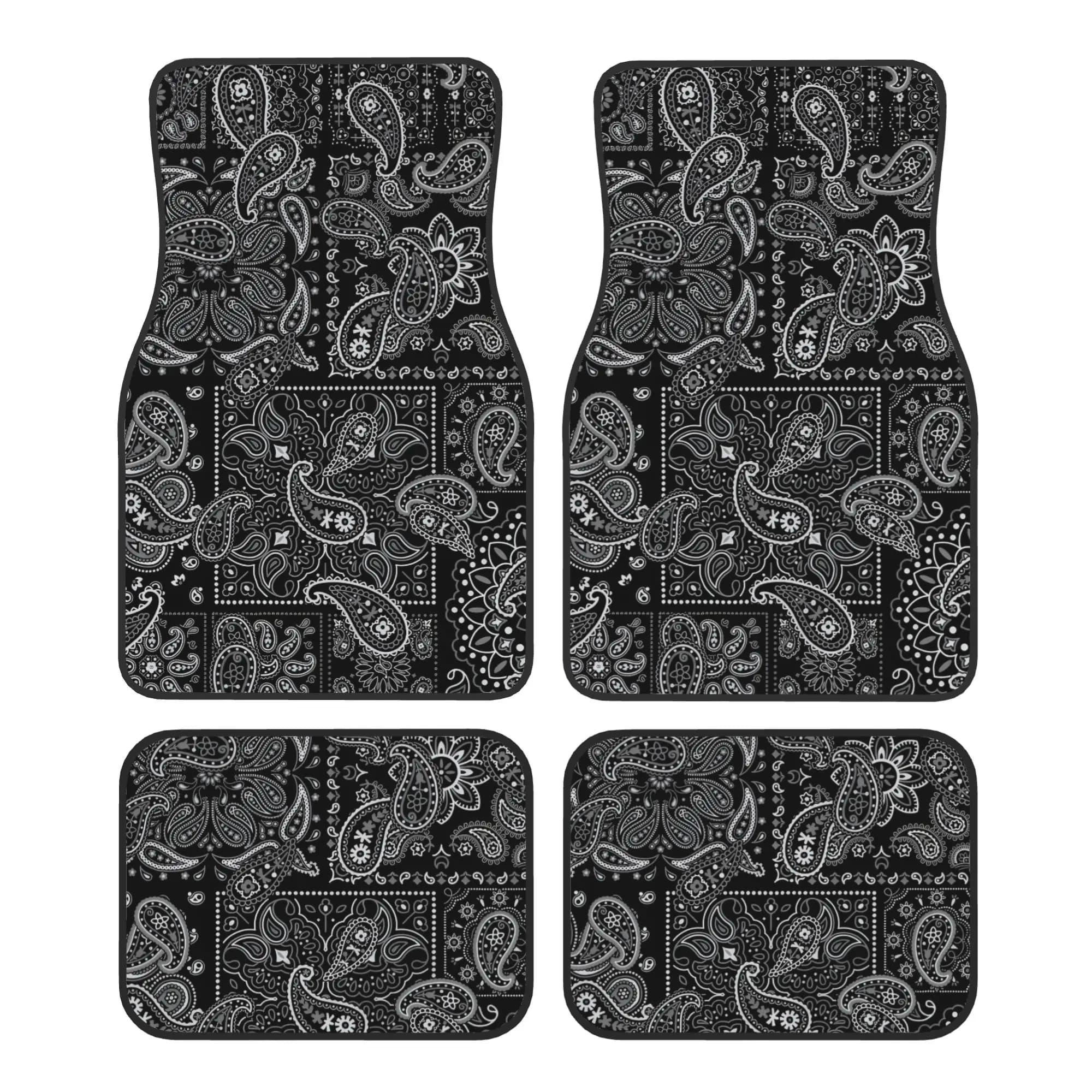 Car Floor Mats 4 Pcs Crystal Velvet Classic Paisley Universal Front Rear Foot Mats Non-Slip Carpets Rugs Pieces Auto