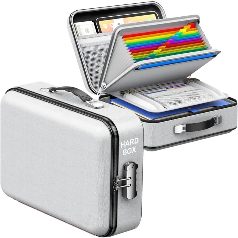 Produttore all'ingrosso borsa per documenti A4 da viaggio portatile doppia cartella borsa per documenti ignifuga EVA impermeabile con serratura