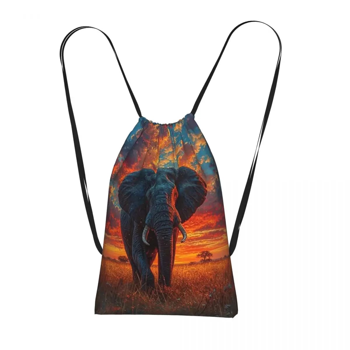 Zaini Elephant In The Field, borse casual con coulisse, borse sportive, borse porta libri per uomo, donna, scuola