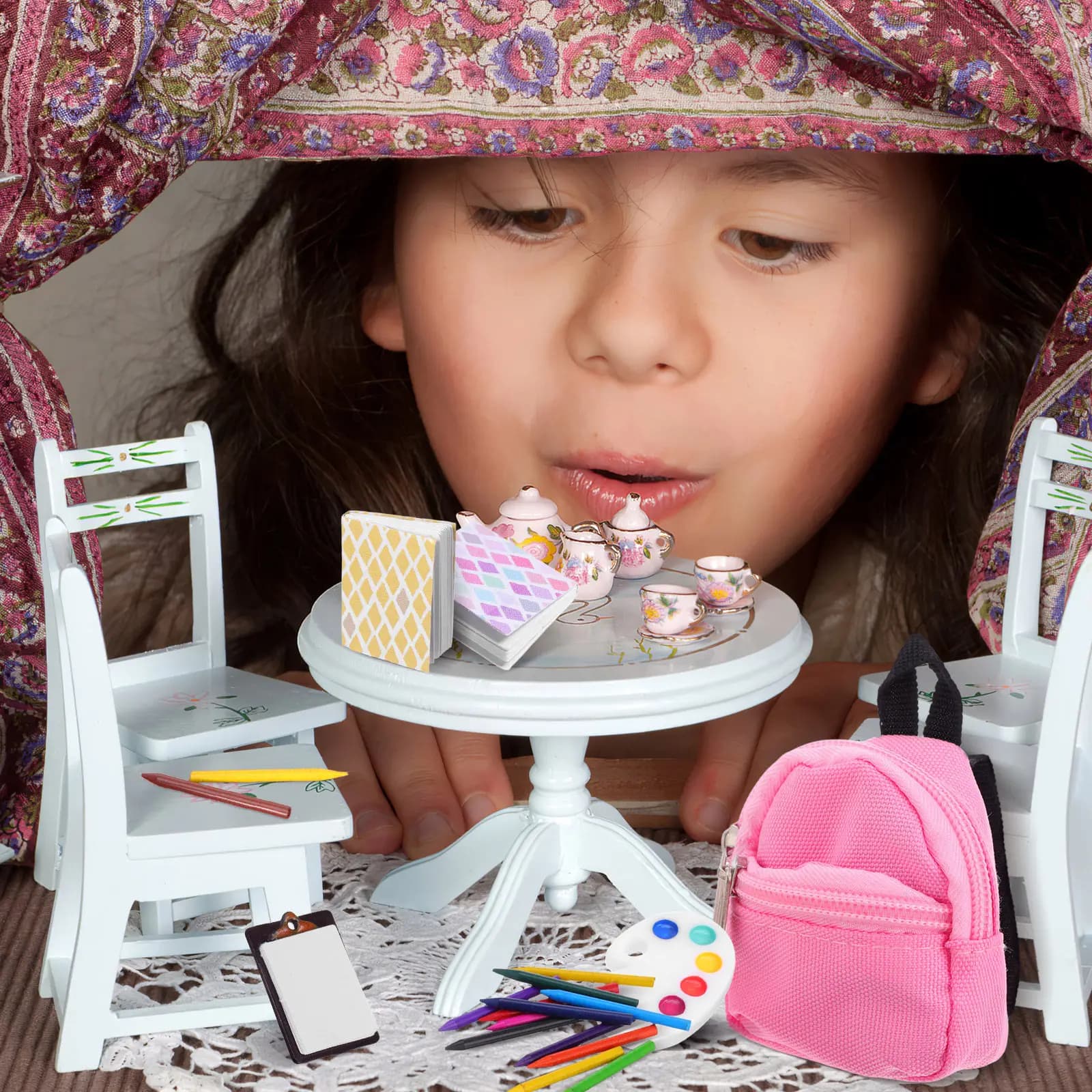 1 set di articoli didattici simulati, mini zaino scolastico, adorabili matite, accessori per mini casa, materiale didattico finto
