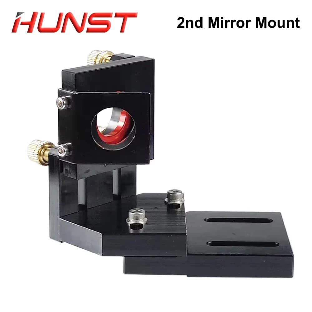Black HUNST CO2 Laser Support with 25mm Integrated Mirror for Laser Engraving and Cutting Machines.