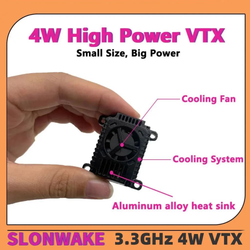 VTX SLONWAKE FPV 3.3G 16CH 4000mW High Power Transmitter with Antenna, Reduced dimensions for RC FPV Long Ray drones and Fixed Wing