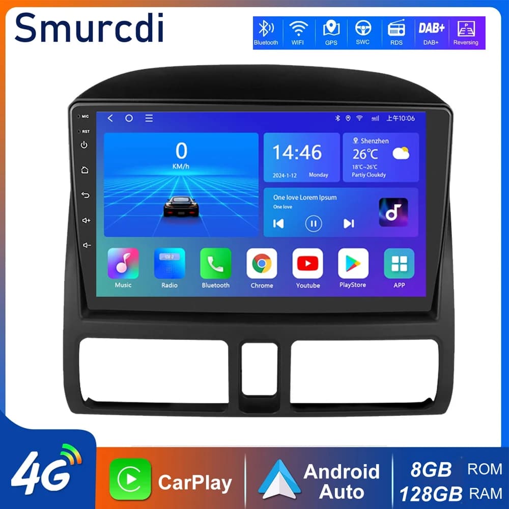 Autoradio Android 16 per Honda CR-V CRV 2 2001 2002 2003-2006, Navigazione GPS Multimediale, Autoradio 4G WIFI DSP Carplay Auto