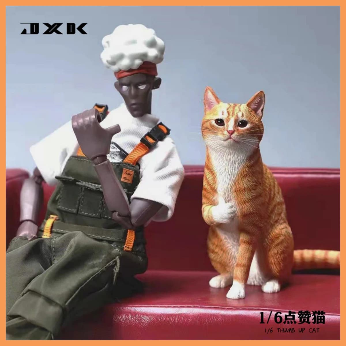 JXK JXK112 7.5*9*8.5CM 1/6 Give the thumbs-up Cat Mini Simulated Cute Animal Peripherals Surroundings Desktop Figurines