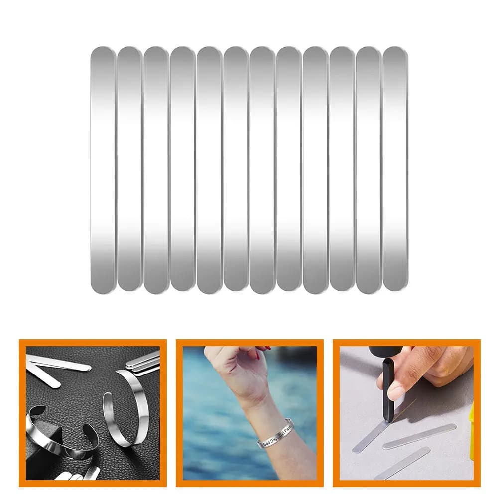 12Pcs Stainless Steel Bracelet Blanks Premium DIY Jewelry Making Strip for Stamping Carving Bending Shaping Custom Bracelet