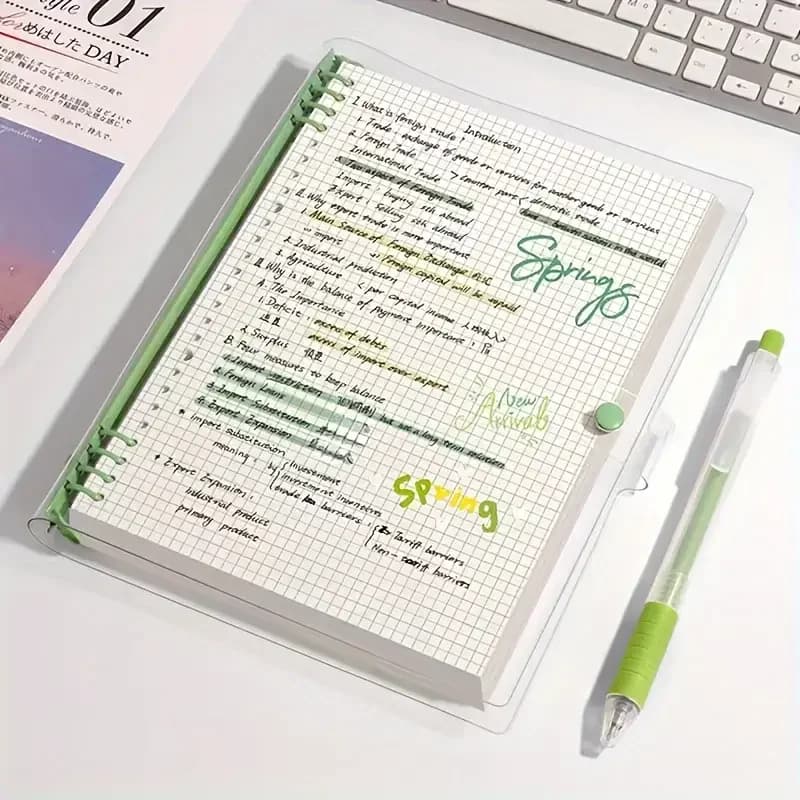 A5 Transparent PVC Binder Notebook with Detachable Cover Ins Aesthetic Journal for Writing Notes Diary Planner School Supplies