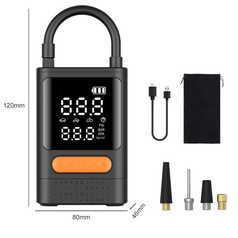 Compressore d'aria portatile wireless per pneumatici auto, pompa elettrica ad alta pressione con display digitale per auto, moto, bici e palloni