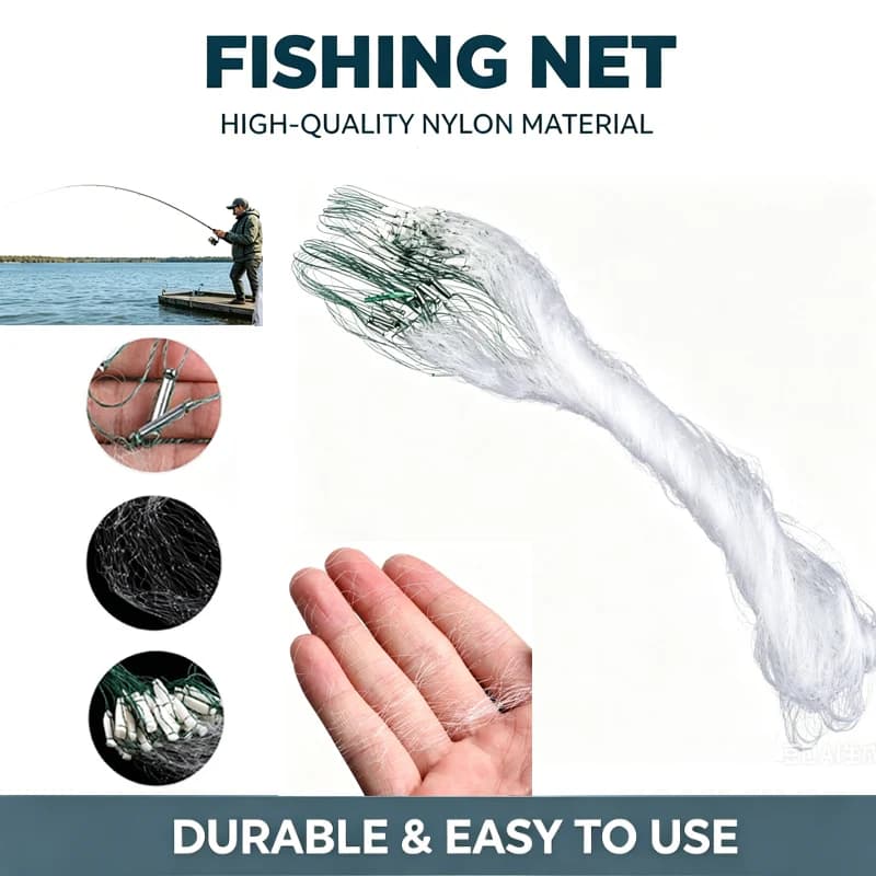 Rete da Pesca a Strato Singolo in Monofilamento da 8m/20m con Galleggianti, Rete a Maglie per la Pesca, Attrezzatura da Pesca