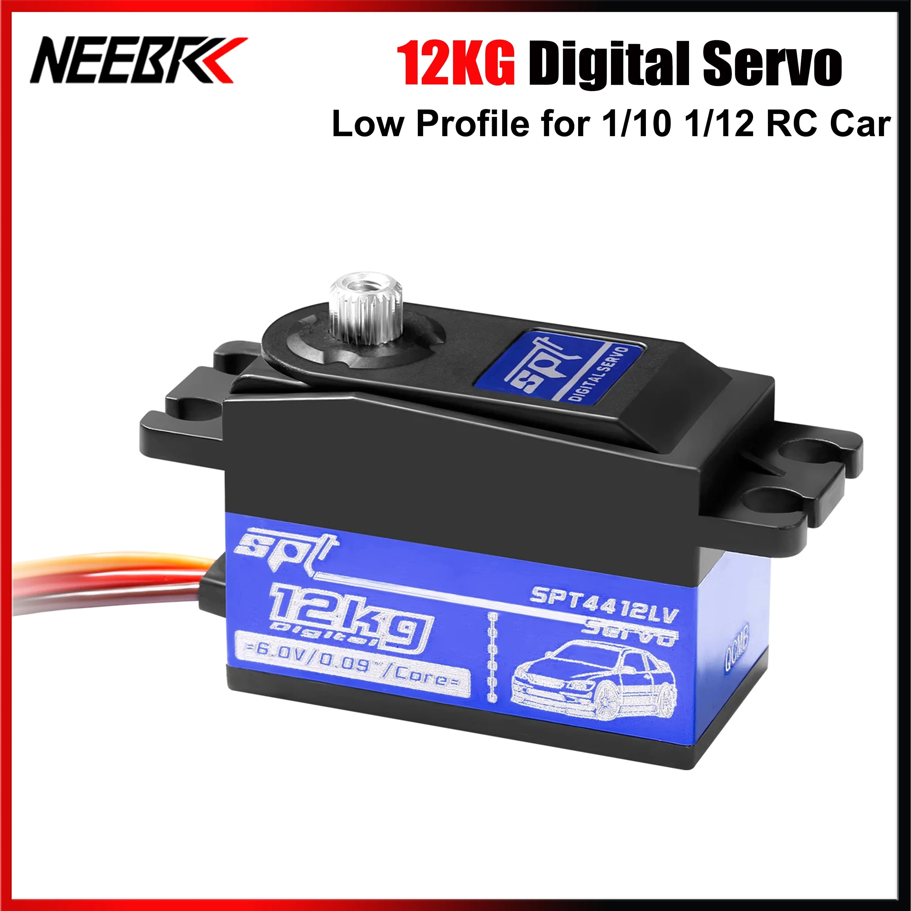 NEEBRC 4412LV 12kg Corpo corto a basso profilo Metal Gear Servo digitale per 1:10 1:12 Auto RC Car Drift Robot Arduino