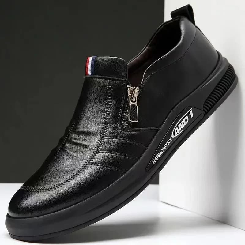 Scarpe casual in pelle PU per uomo Mocassini di marca di tendenza Scarpe da ginnastica piatte da uomo con zip estiva Mocassini comodi da lavoro Tenis Masculino