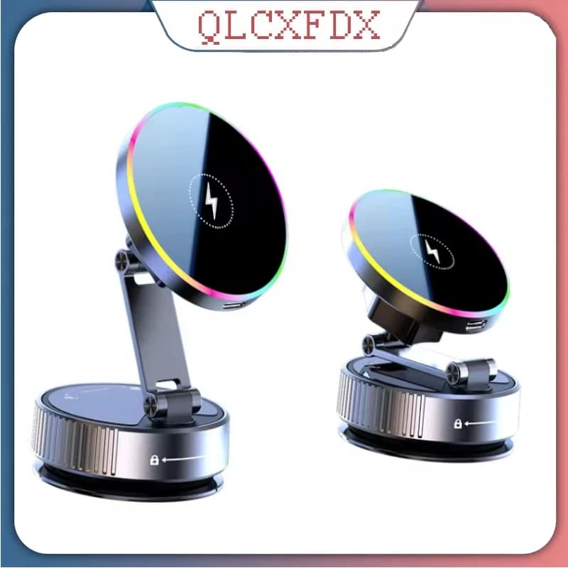 Supporto per auto sottovuoto ruotabile a 360 gradi con ricarica wireless da 15 W Supporto per telefono sottovuoto per Iphone16-12 Samsung Xiaomi