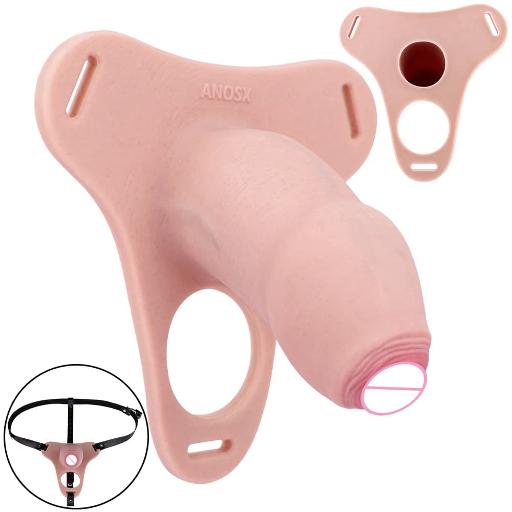 SXXY Silicone Realistic Chastity Cage Male Cock Lock With 2 Colors Strapon Belt Adult Men Wearable Adjustable BDSM Erotic Goods