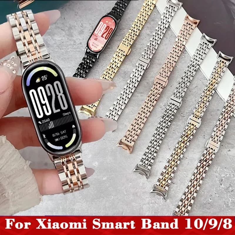 Cinturino per orologio in acciaio inossidabile per Xiaomi Mi Band 10 Smartwatch Bracciale in metallo Correa per Xiaomi Mi Band 8 9 10 Cinturino cinturino