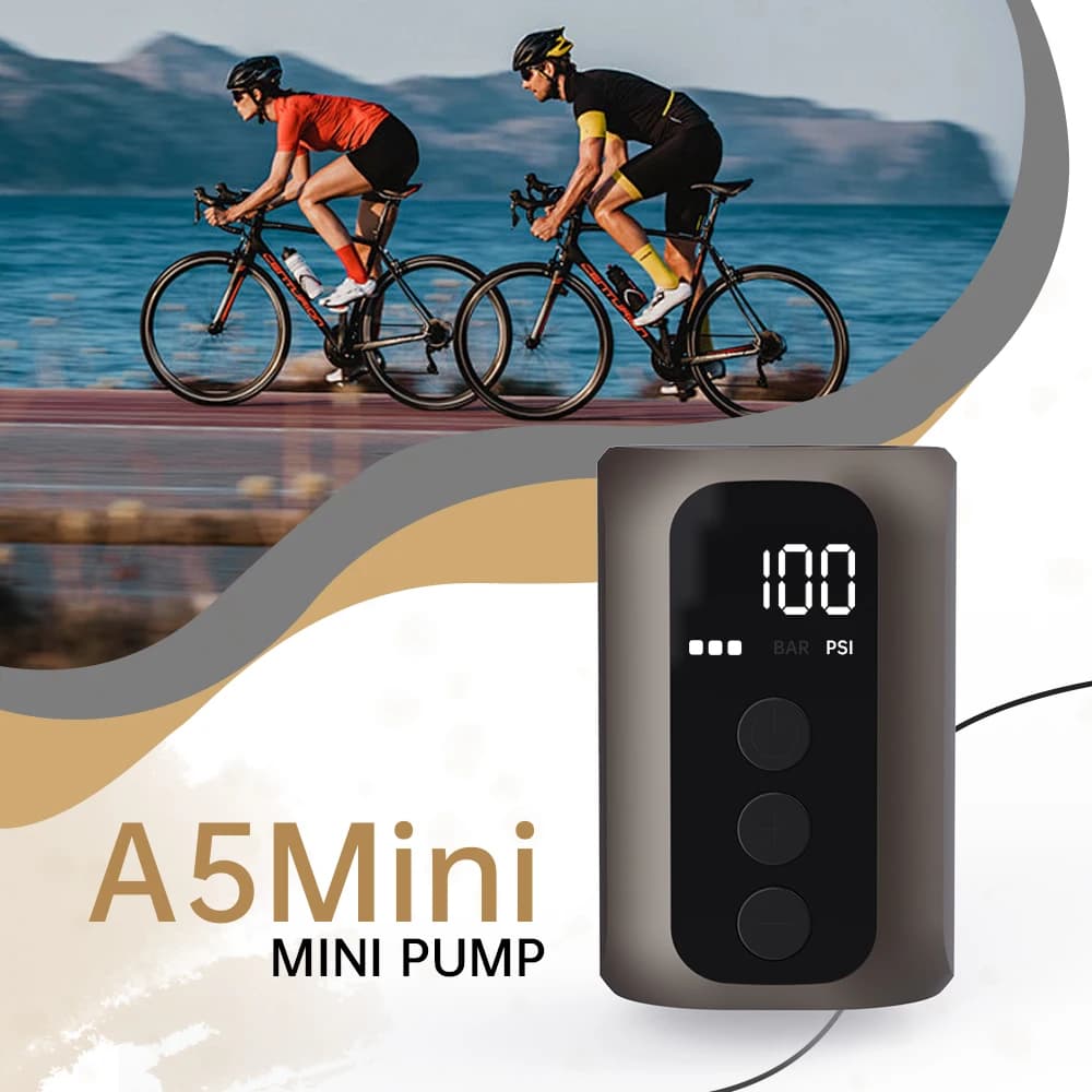 BSCOBBER Pompa d'aria portatile Pompa zero Accessori per parti di biciclette Mini gonfiatore elettrico per pneumatici ad alta pressione 100PSI con display