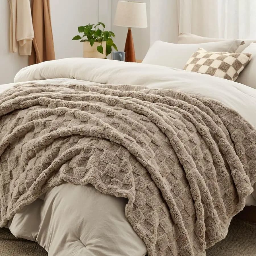 Set Copripiumino King Size 5 Pezzi con Coperta a Quadri e Cuscini Decorativi, Biancheria da Letto Leggera, Al