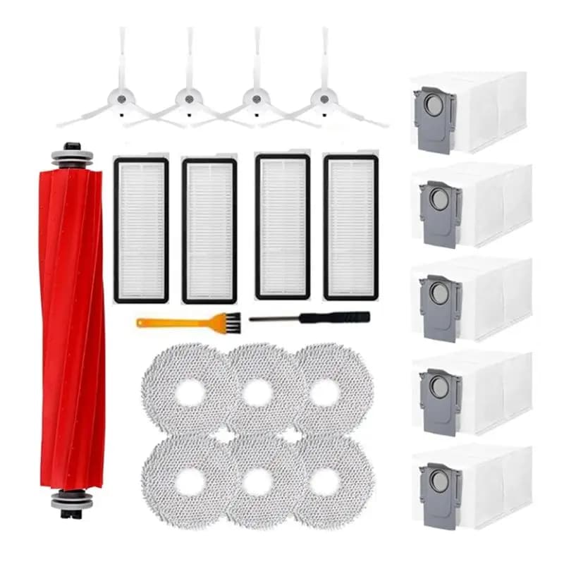 A010 22 Pezzi per Roborock Qrevo S/ Qrevo Pro/ Qrevo Maxv Accessori per Aspirapolvere Spazzola Principale Spazzola Laterale Filtro Hepa Sacchetto Raccoglipolvere