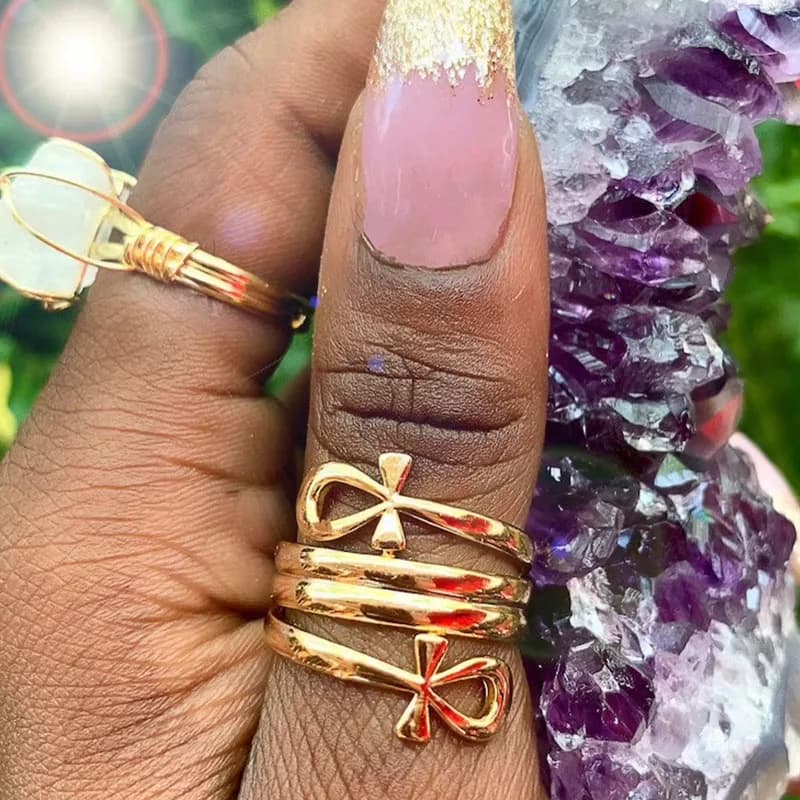 Vintage Double Coiled Rings For Women Stainless Steel Hollow Out Geometry Irregular Couple Ring Women Gothic Jewelry Gift