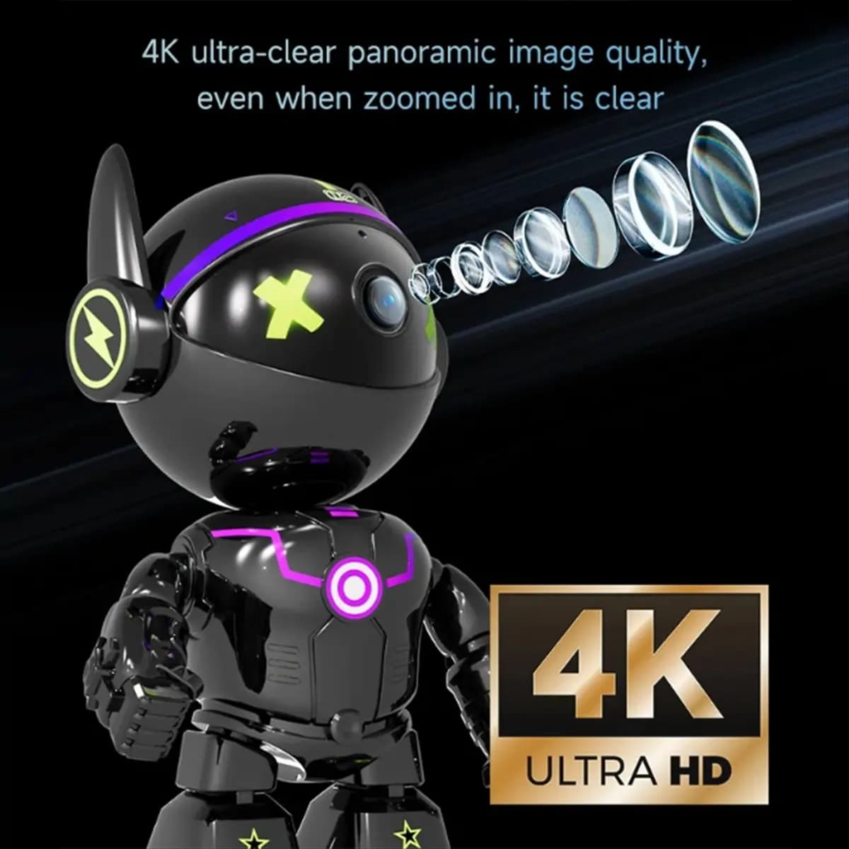 Okay Telecamera WiFi wireless da 5 MP Telecamera robot di sicurezza domestica 360 ° Baby monitor con tracciamento intelligente audio bidirezionale