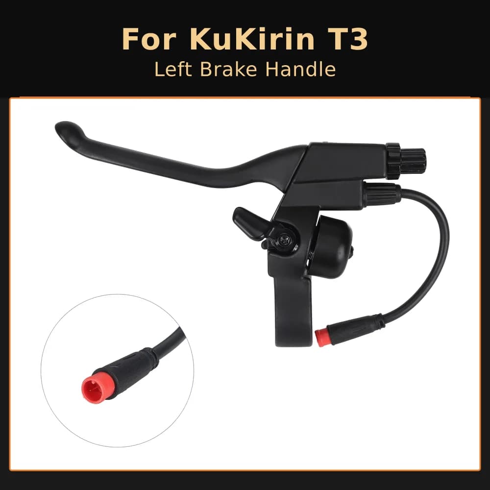 Left Brake Lever Assembly for Kukirin T3 Electric Scooter with Bell & Waterproof Terminals Left Brake Handle Replacement Part