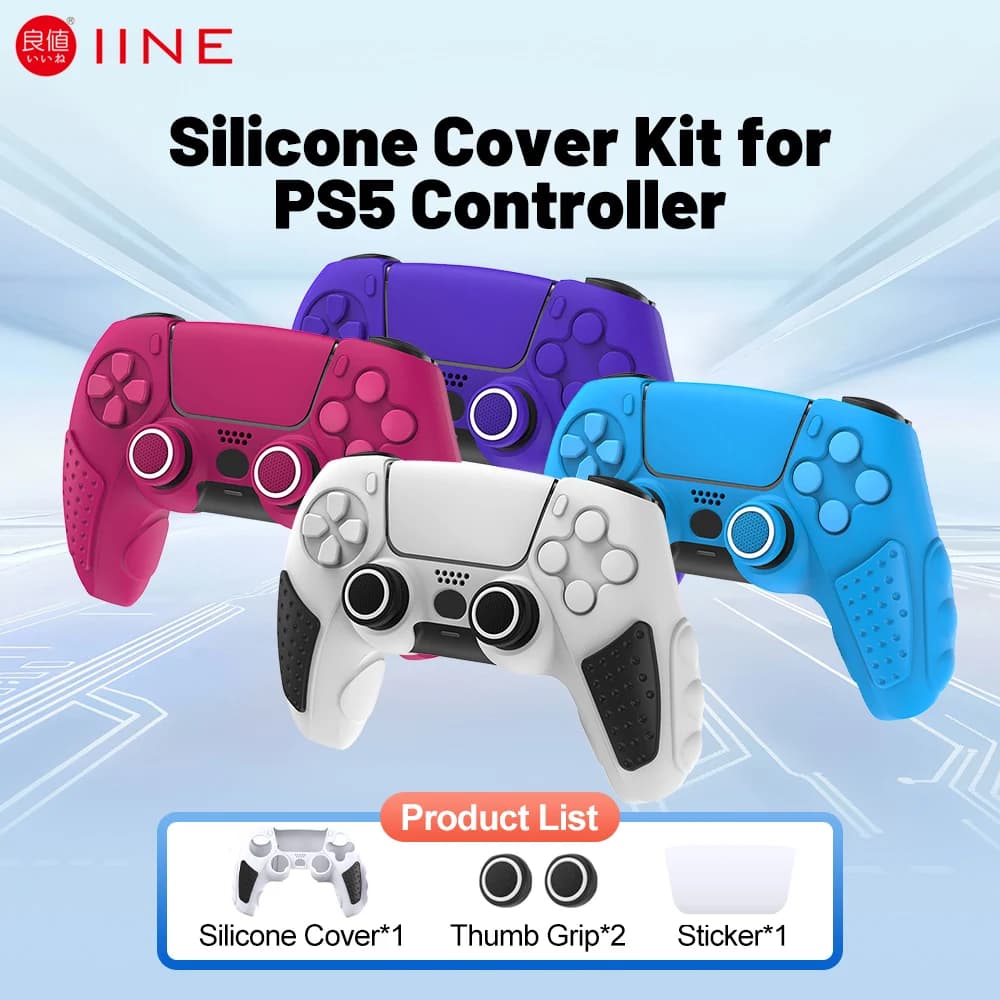 IINE Silicone Cover for PS5 Controller Accessories Protective Case Kit Anti-slip Freemove Comfortable Grip Simple Installation