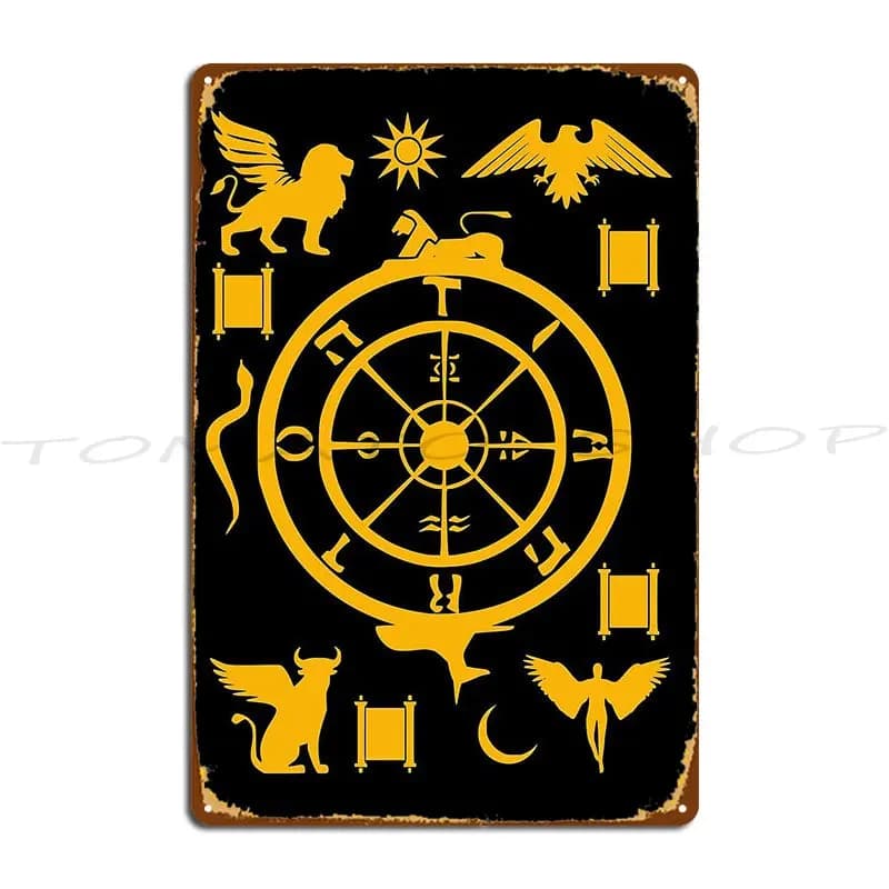 Poster in Metallo della Ruota della Fortuna dei Tarocchi, Carte della Fortuna