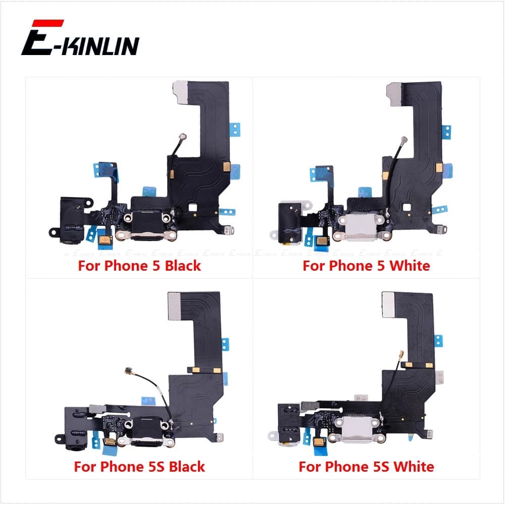Cavo flessibile per porta connettore di ricarica dock per caricabatterie USB per iPhone 5S 5C 5 4S 4 con parti per microfono jack audio per cuffie
