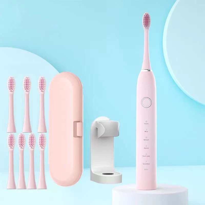 6 USB Rechargeable Electric Sonic Tootbrush Mode for Adults Ultrasound Tootbrush with 4/8 Smart Timer IPX7 spare heads