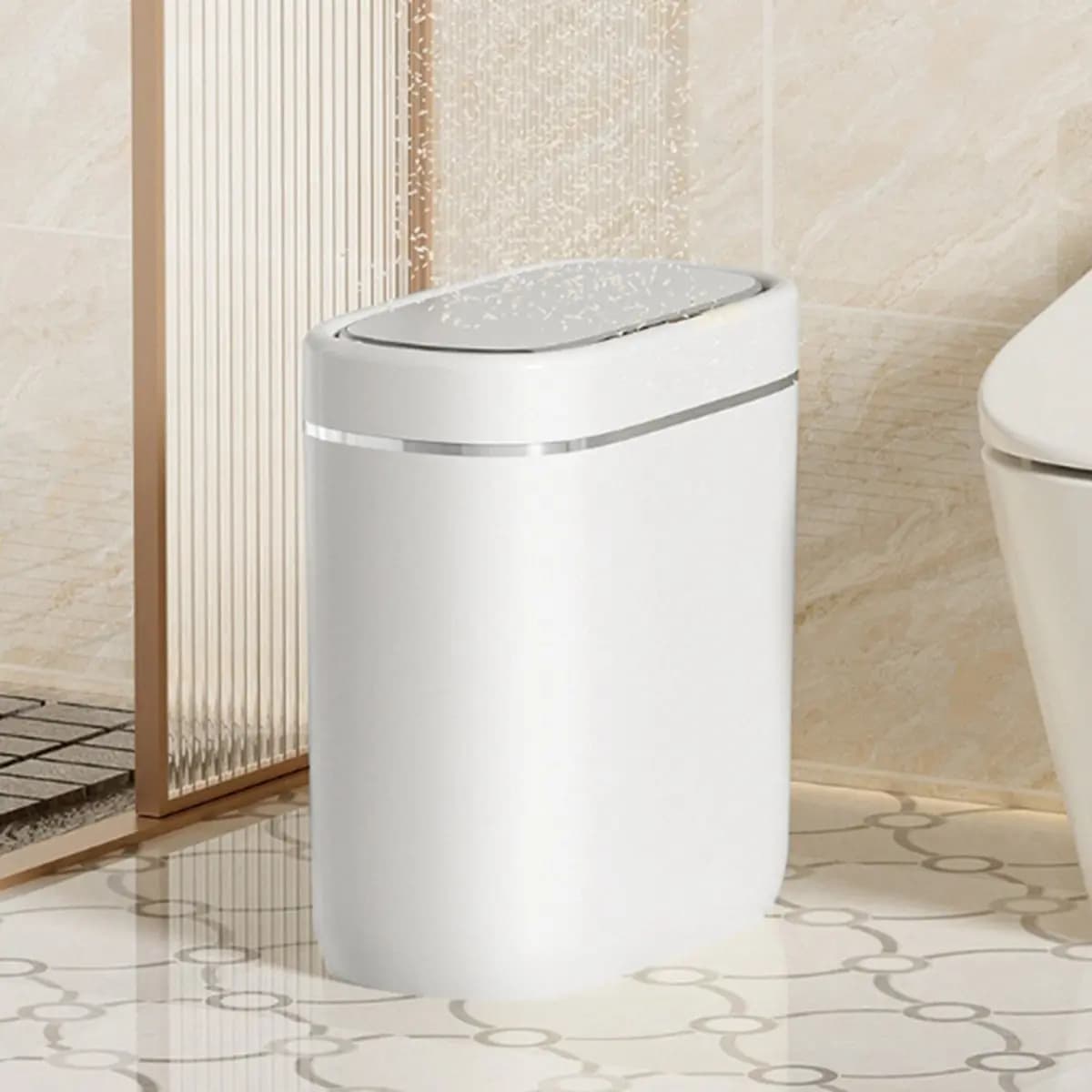 Y69A Cestino per rifiuti stretto da 9 litri, cestino automatico con coperchio, cestino per rifiuti da tavolo, cestino per rifiuti impermeabile per WC, cestino per rifiuti B