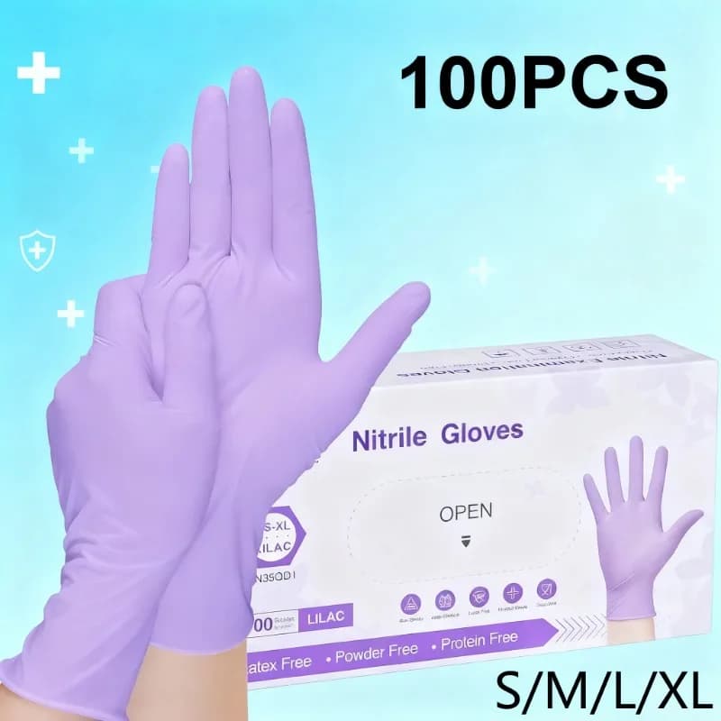 100 Guanti Monouso in Nitrile Clove, Guanti in Lattice Adatti per Pulizie Domestiche, Ospedali, Laboratori, Tatuaggi, Saloni di Bellezza