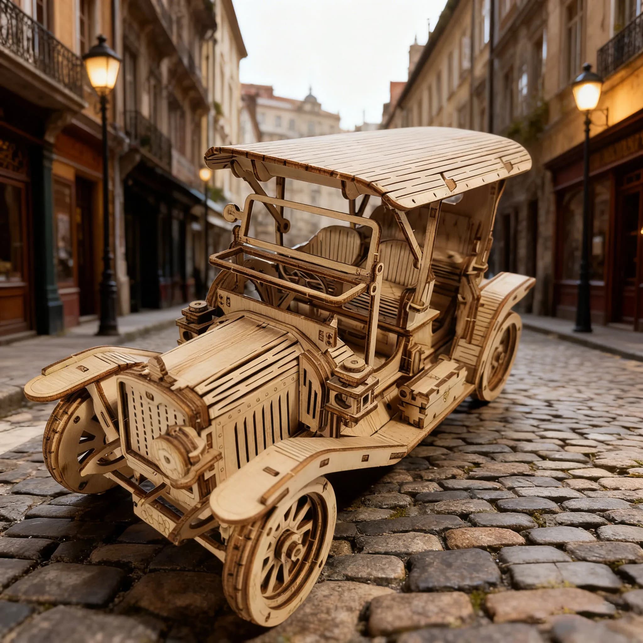 Kit modello di auto d'epoca classica fai-da-te Puzzle 3D Costruzione divertente Set Blocchi di costruzione in legno Regalo di Capodanno Regalo di compleanno